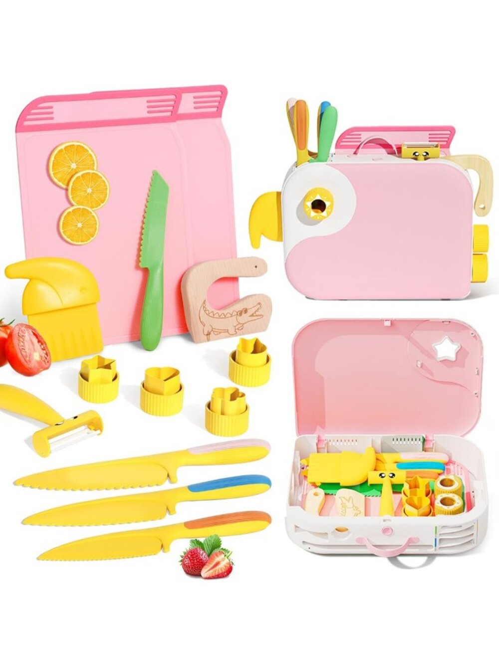 Montessori Kitchen Tools for Kids - Safe Toddler Knife Set with Storage Box